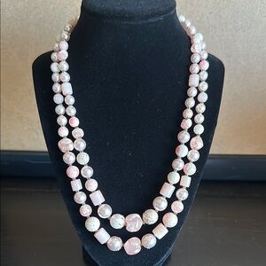 Vintage Double-Strand Pearl & Bead Necklace